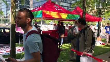 Rassemblement devant la gare du Nord avant la marche contre Trump et l'Otan