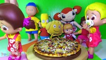 Sarışın Niloya Çizgi filmi bebeği pizza challenge Pepee, Maşa, Heidi çizgi film bebeği pizza yiyor,Çizgi film izle 2017