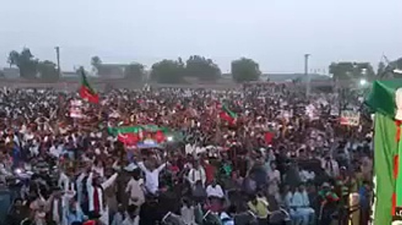 Aerial View Of Pakistan Tehreek E Insaaf  Kashmore Jalsa Before Imran Khan
