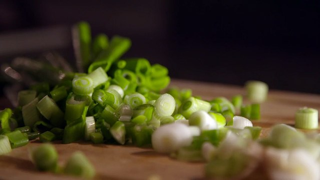 Chopped Spring Onions Slow Motion