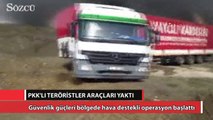 PKK'lı teröristler araçları yaktı