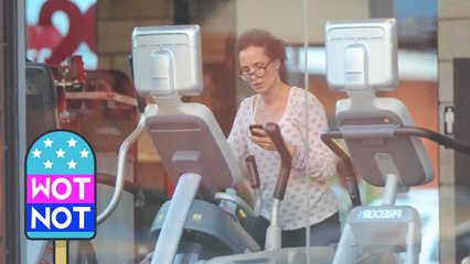 Andie McDowell Works Out While Chatting On Her Phone