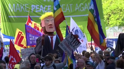 Protests in Brussels as Trump visits