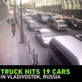 TRUCK HITS 19 CARS IN VLADIVOSTOK IN RUSSIA