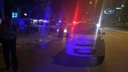 Trafik polisine uygulama esnasında araç çarptı