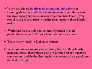 What are the advantages of hourly maid services in Dubai