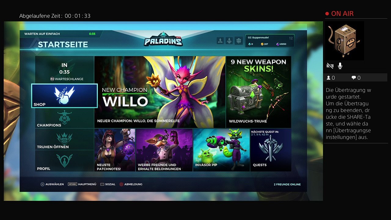 PS4-Live-Übertragung von GC-Suppennudel