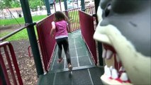 Girl Fights Off Shark Attack At Playground Mega & Great White Toy Sharks