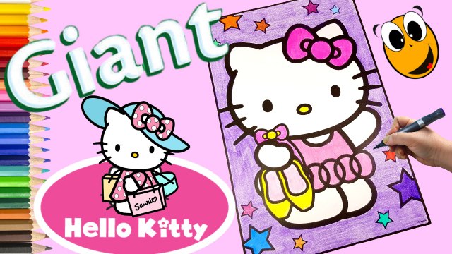 Coloring Hello Kitty Sanrio Crayola GIANT Coloring Book with colored pencils ❤ KOKI DISNEY TOYS