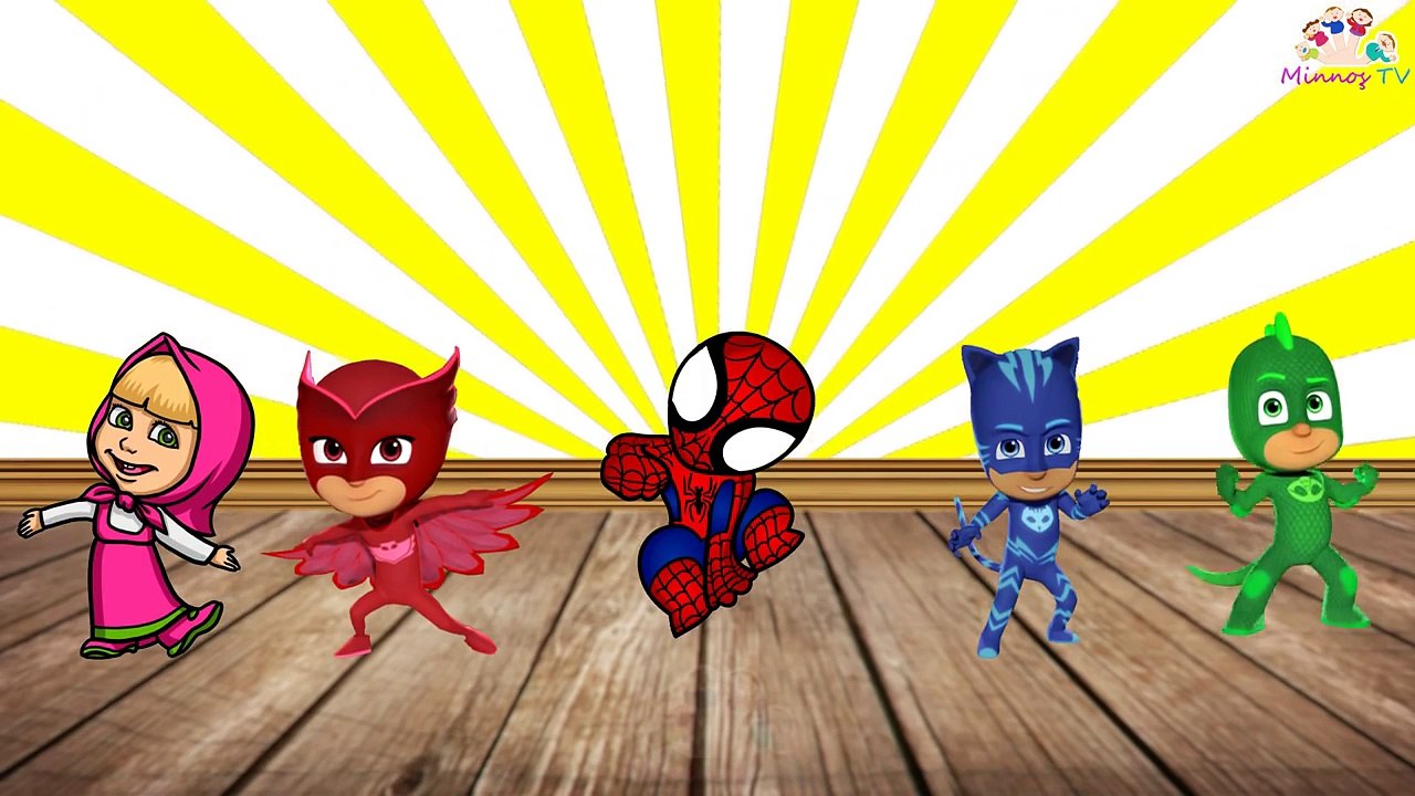 Örümcek Adam Pj Masks ve Pou - Spiderman Finger Family Parmak Ailesi Şarkısını Söylüyorlar,Çizgi film izle 2017