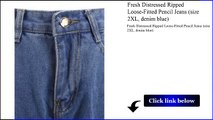 Fresh Distressed Ripped LooseFitted Pencil Jeans size 2XL denim blue