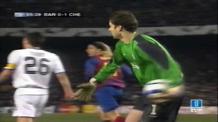 الشوط الثاني مباراة برشلونة و تشلسي 2-1 ثمن نهائي عصبة الابطال 2005