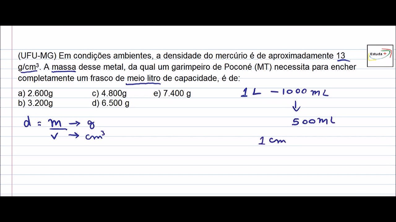 (UFU MG)   Calculo de Densidade