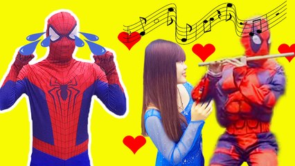 Spiderman & Frozen Elsa Prank ♥ Spiderman Push-ups Hulk paint picture Deadpool flute Superhero funny