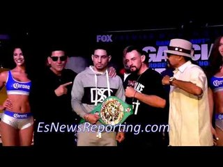 DANNY GARCIA Does Not Let ROBERT GUERRERO Grab His WBC BELT During Faceoff
