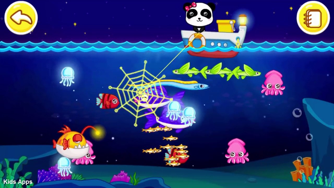 Sur et animaux bébé Explorez pêche Jeu content Apprendre Mer le le le le la Panda babybus