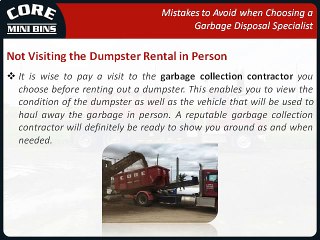 Mistakes to Avoid when Choosing a Garbage Disposal Specialist