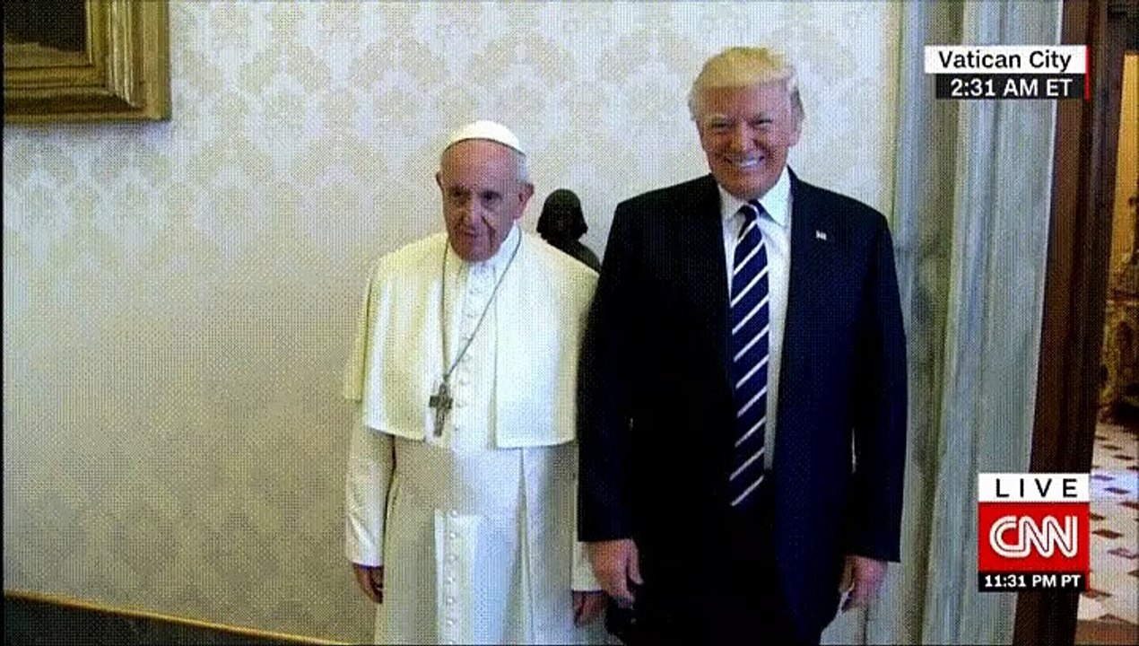 Awkward moment Pope slaps Trump's hand