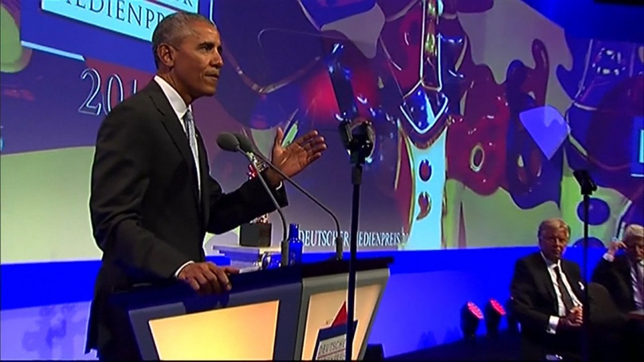 Barack Obama warns information "bubbles" endanger democracy