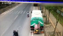 Scooter hits parked lorry in nasty crash