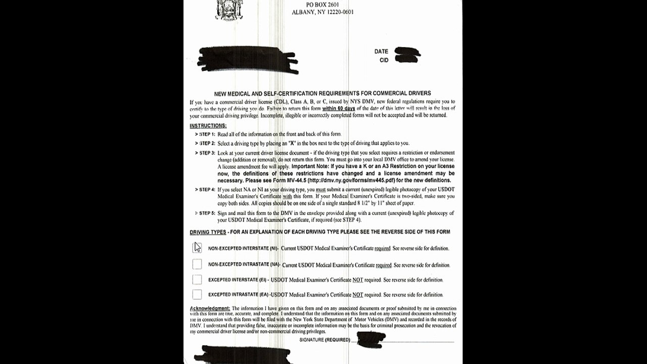 New medical and self certification requirement