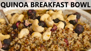 Quick & Easy Healthy Breakfast Recipe! Quinoa Breakfast Bowl, High Protein Snack