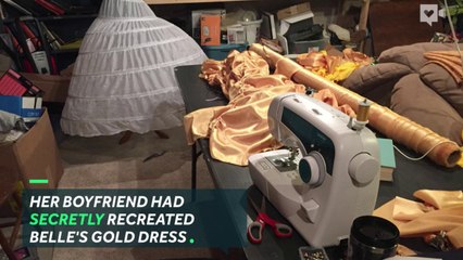 Guy sews dress from 'Beauty and the Beast' for