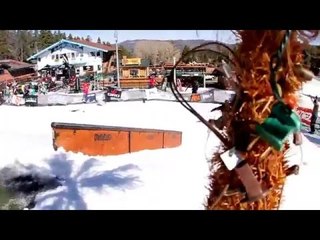 Snow Boarding vs Boxer Working in Snow! esnews boxing