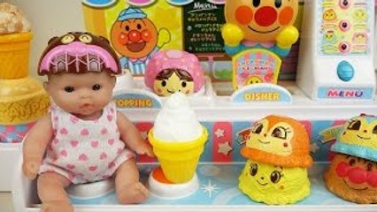 Ice cream shop and Baby doll AnpanMan toys play