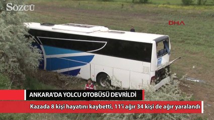 Ankara’da yolcu otobüsü devrildi