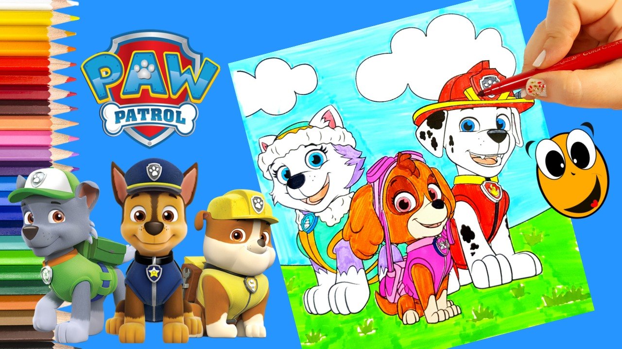 Coloring Paw Patrol coloring pages Everest Skie Marshal Crayola washable markers ❤ KOKI DISNEY TOYS