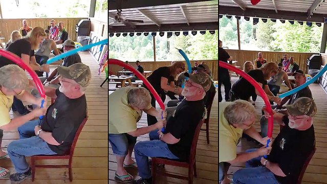 Gonfler un ballon entre les jambes d'un mecs