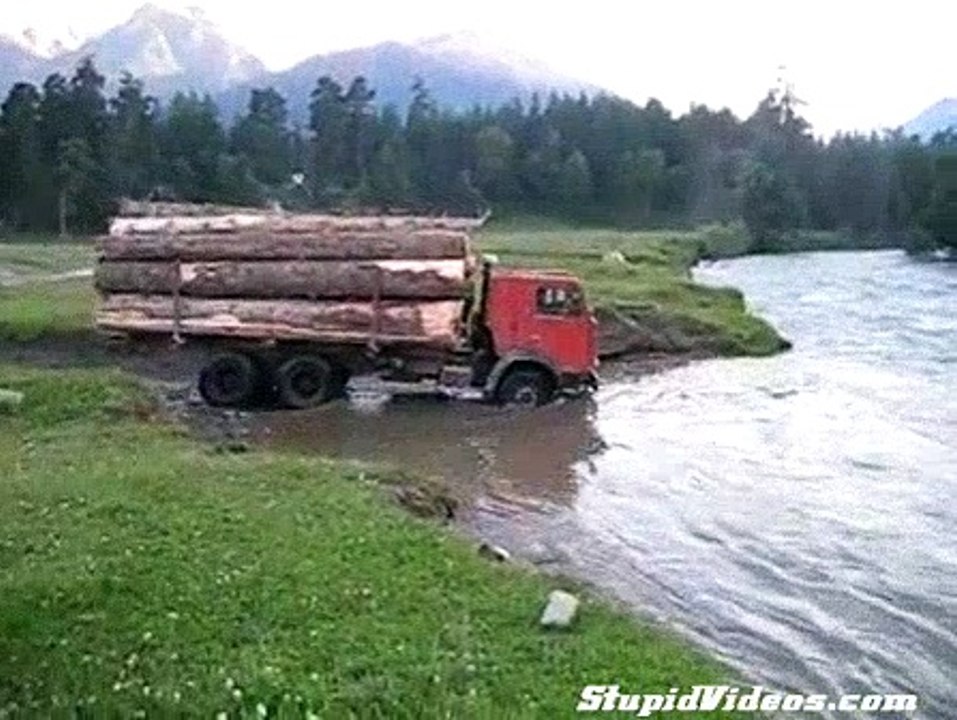 Truck Easily Crosses River