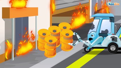 Kids Animation w The Ambulance & The Police Car in the City - Emergency Car Cartoon for children