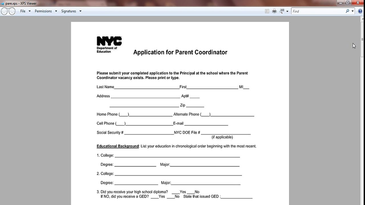 parent teacher coordinator application