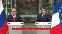 Conférence de presse d'Emmanuel Macron et de Vladimir Poutine
