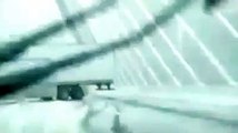 Tractor Trailer almost does a 180 in snow on Zakim Bridge