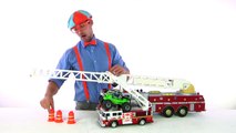 Fire Truck toy putting out fires and playing with monster truck grave digger _ Blippi _ Blippi Toys