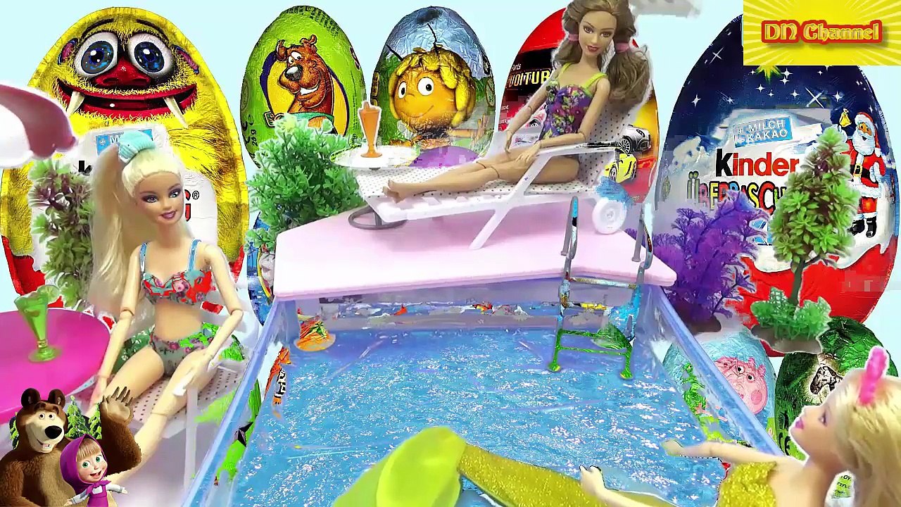 Đồ chơi búp bê nàng tiên tắm hồ bơi với búp bê chibi Toy fairy doll pool bath with chibi dolls