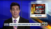Brush fire sparks blaze at salvage yard in Black Canyon City