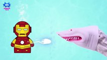 SUPERHEROES vs SHARK ATTACK _ Superheroes Finger Family Rhymes _ Learn Colors w_ Shark F