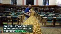 Guy sews dress from 'Beauty and the Beast' for proposal-4CwazqQ16g4