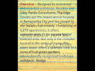 Best Project In Ramprastha City “ THE EDGE TOWER ” In Sector 37D Gurgaon 8826997780