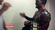 Finn Bálor celebrates after winning the NXT Championship