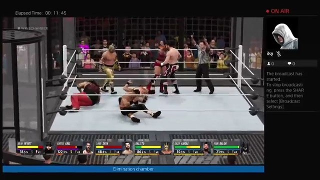 Finn Balor vs Bray Wyatt vs Kallisto vs Sami zayn vs Curtis Axel vs Enzo Amore Elimination chamber 1 (152)