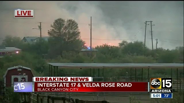 Nearly 300 firefighters fighting brush fire in Black Canyon City