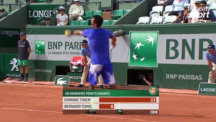 Roland-Garros 2017 : La nonchalance de Tomic, dépassé par la puissance de Thiem (6-4, 6-0, 2-1)