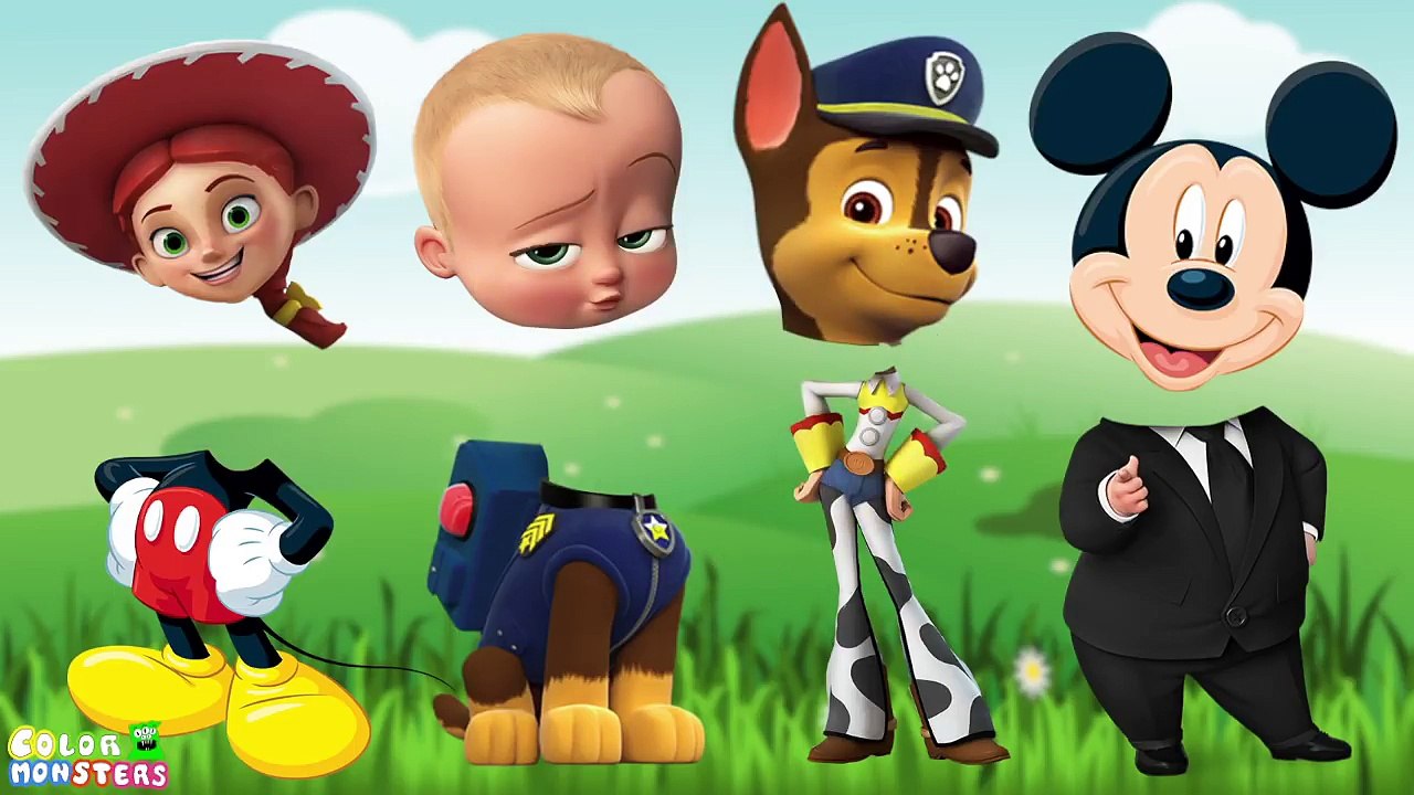 Elsa Disney Princess Wrong Head _ Masha Bear, Moana Maui, Paw Patrol Toys Hide n Seek Finger Family