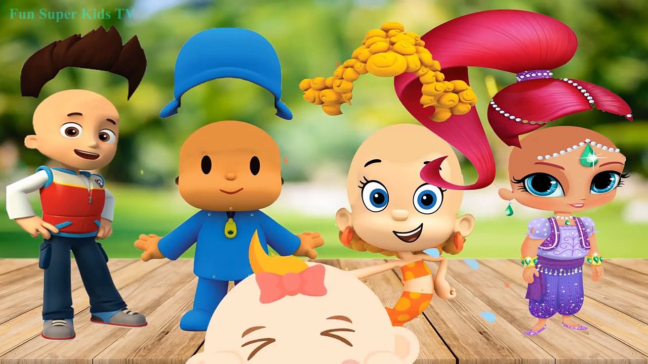 Wrong Hairs Pocoyo Paw Patrol Shimmer Shine Bubble Guppies Finger Family Song Colors for Childrens
