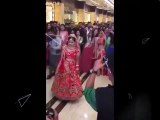 Bride is dancing on her wedding with her friends